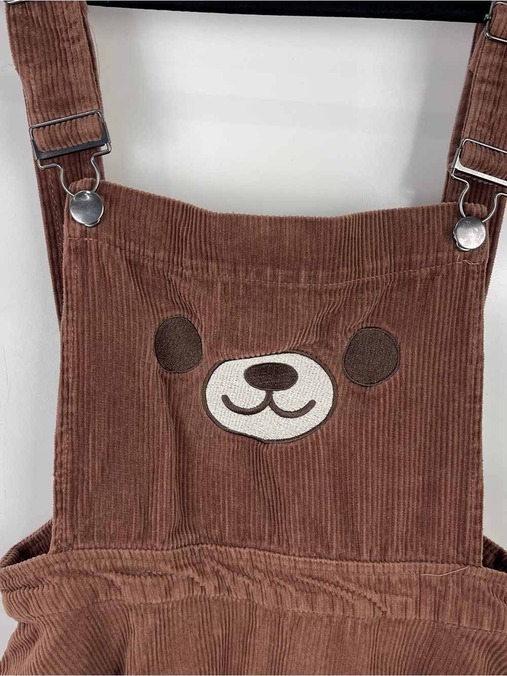 Hot Topic Teddy Bear Corduroy Overall Skirt Size Small Brown Grunge Emo Alt Girl - Picture 4 of 9